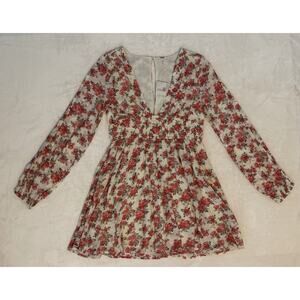 Free People Keep You Floral Long Sleeve Mini Dress X-Small